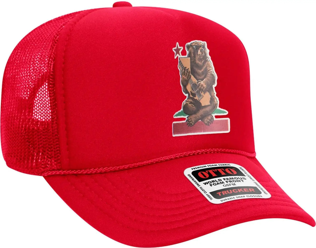 Otto 32-467 5 Panel Mid Profile Mesh Back Trucker Cap - Red/wht/red - 6 1/2’’ - 7 5/8’’