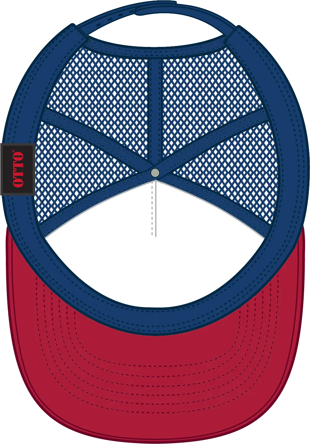 Otto 32-467 5 Panel Mid Profile Mesh Back Trucker Cap - Red/wht/ryl - 6 1/2’’ - 7 5/8’’