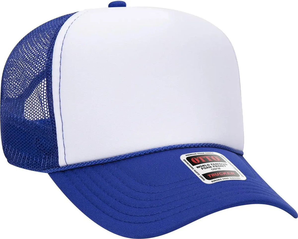 Otto 32-467 5 Panel Mid Profile Mesh Back Trucker Cap - Ryl/wht/ryl - 6 1/2’’ - 7 5/8’’