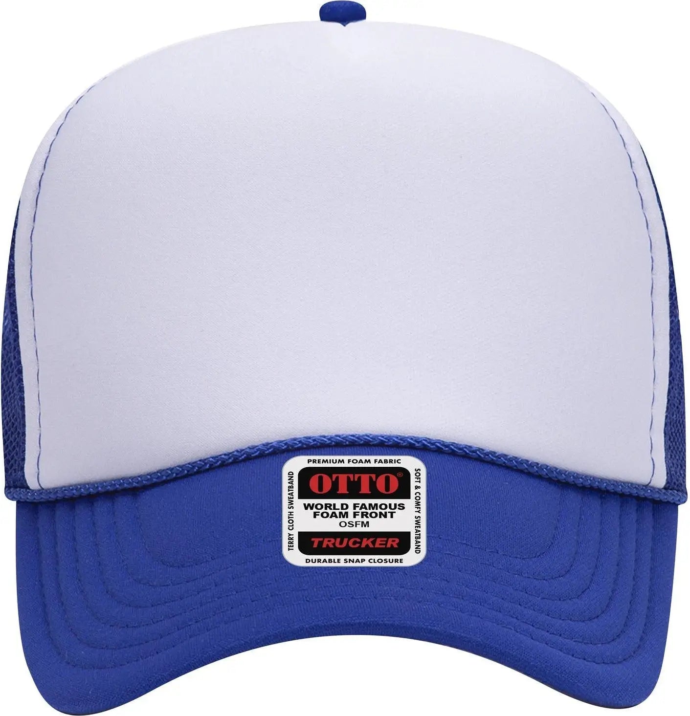 Otto 32-467 5 Panel Mid Profile Mesh Back Trucker Cap - Ryl/wht/ryl - 6 1/2’’ - 7 5/8’’