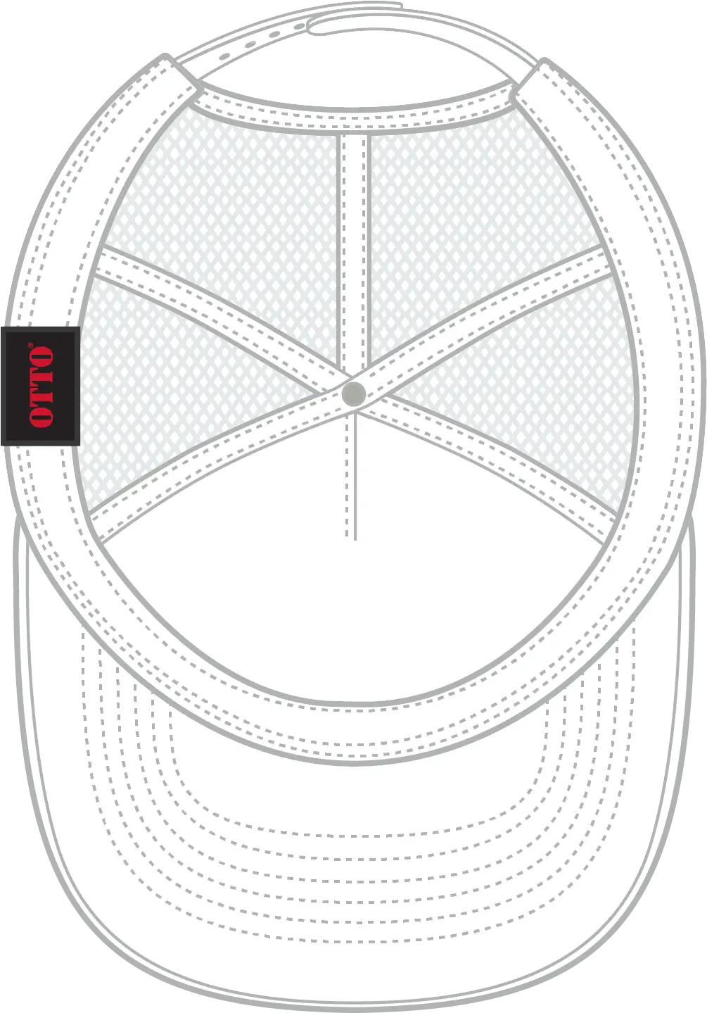 Otto 32-467 5 Panel Mid Profile Mesh Back Trucker Cap - White - 6 1/2’’ - 7 5/8’’