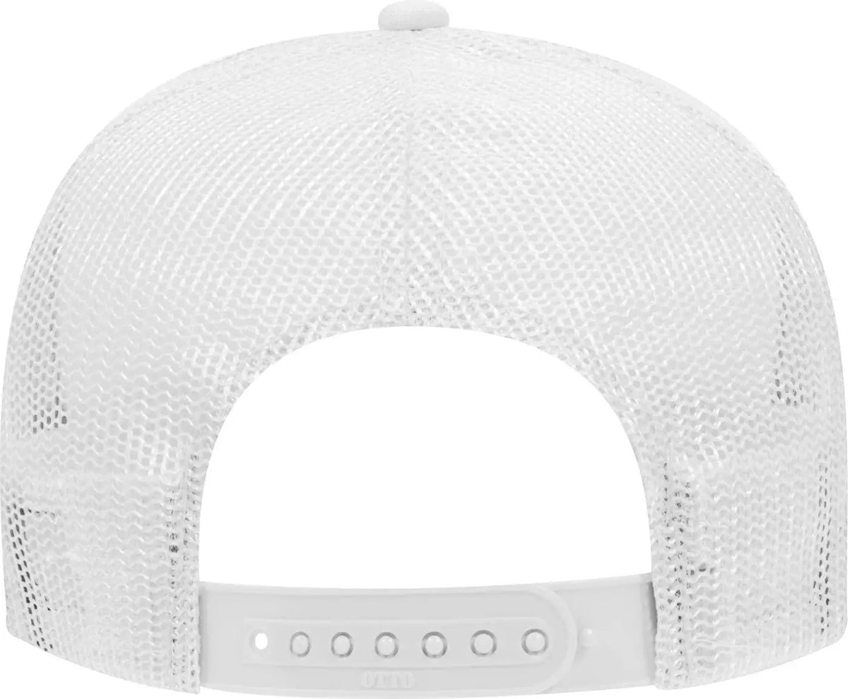 Otto 32-467 5 Panel Mid Profile Mesh Back Trucker Cap - White - 6 1/2’’ - 7 5/8’’