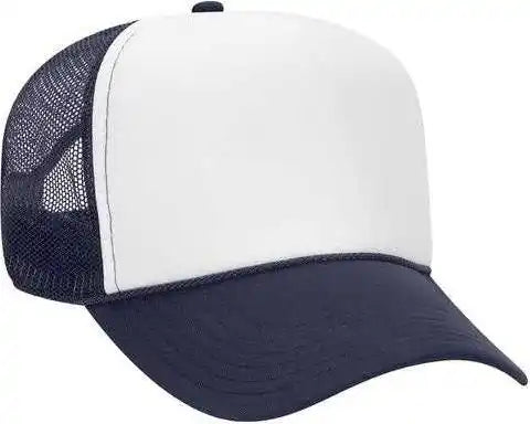 Otto 32 467 Polyester Foam Front 5 Panel Pro Style Mesh Back Cap Navy White / one Size Fits Most