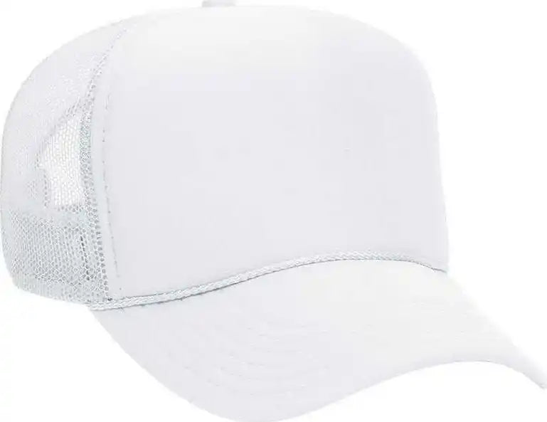 Otto 32-467 Polyester Foam Front 5 Panel Pro Style Mesh Back Cap - White - one Size Fits Most
