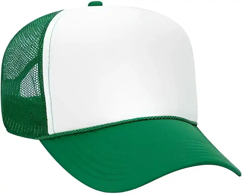 Otto 32 467 Polyester Foam Front 5 Panel Pro Style Mesh Back Cap Kelly White / one Size Fits Most