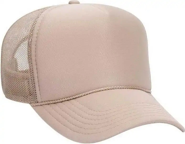 Otto 32-467 Polyester Foam Front 5 Panel Pro Style Mesh Back Cap - Khaki - one Size Fits Most