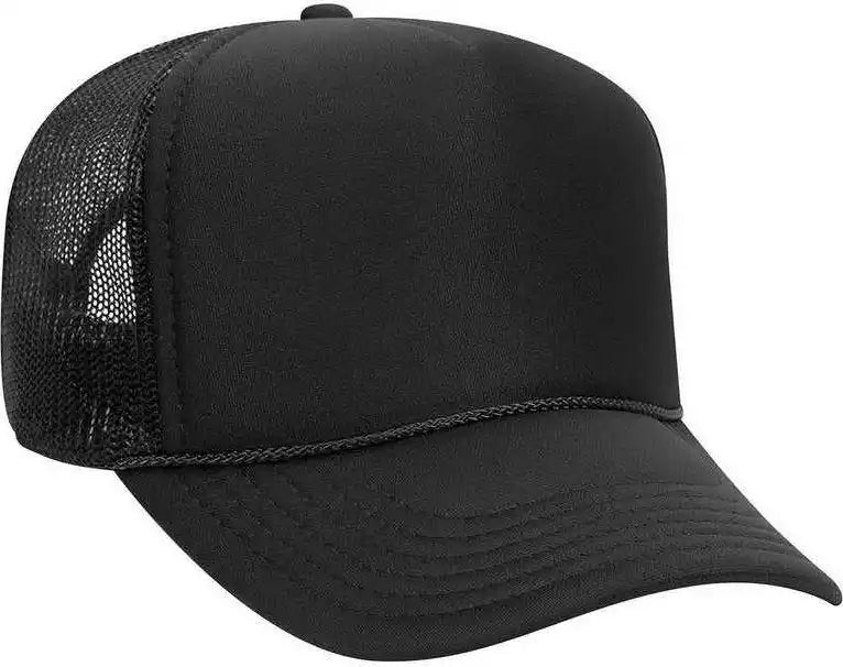 Otto 32-467 Polyester Foam Front 5 Panel Pro Style Mesh Back Cap - Black - one Size Fits Most
