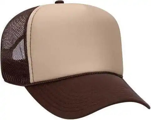 Otto 32 467 Polyester Foam Front 5 Panel Pro Style Mesh Back Cap Brown Tan / one Size Fits Most