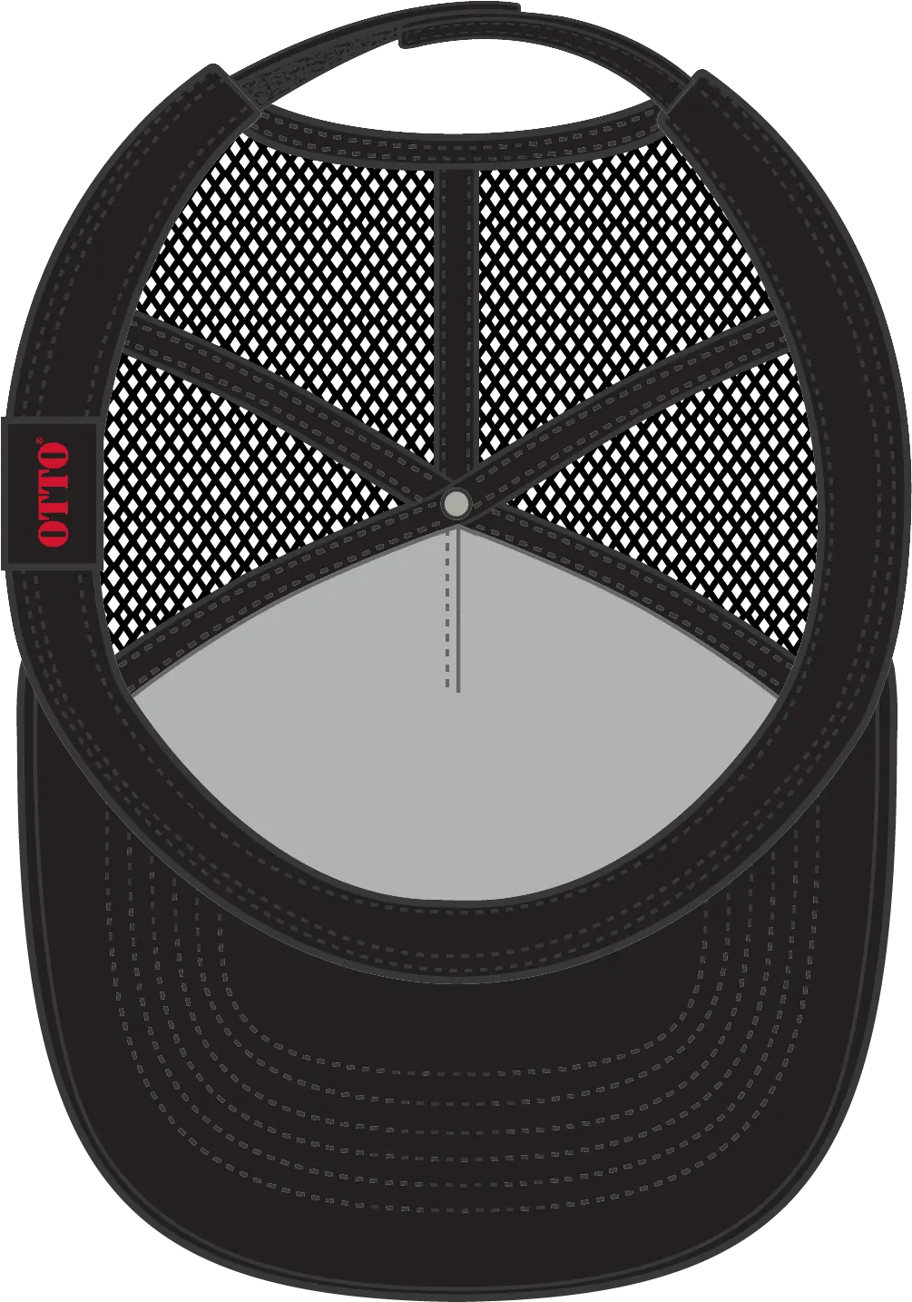 Otto 32-934 5 Panel Mid Profile Mesh Back Trucker Cap - Black - 6 1/2’’ - 7 5/8’’