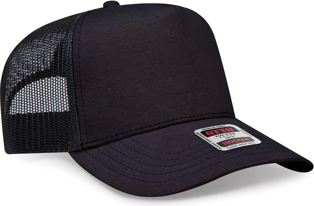 Otto 32-934 5 Panel Mid Profile Mesh Back Trucker Cap - Black - 6 1/2’’ - 7 5/8’’