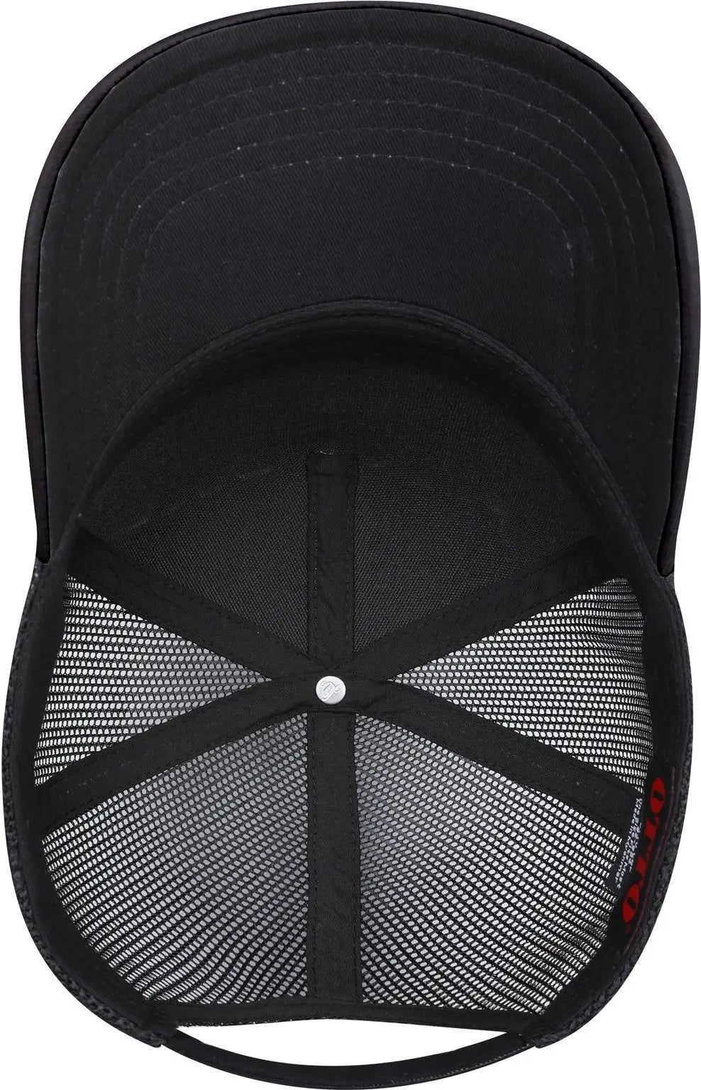Otto 32-934 5 Panel Mid Profile Mesh Back Trucker Cap - Black - 6 1/2’’ - 7 5/8’’