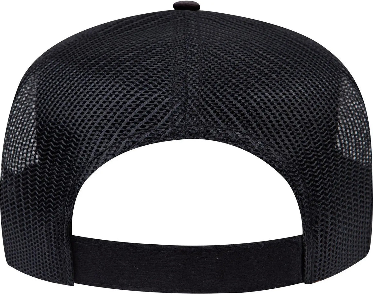 Otto 32-934 5 Panel Mid Profile Mesh Back Trucker Cap - Black - 6 1/2’’ - 7 5/8’’