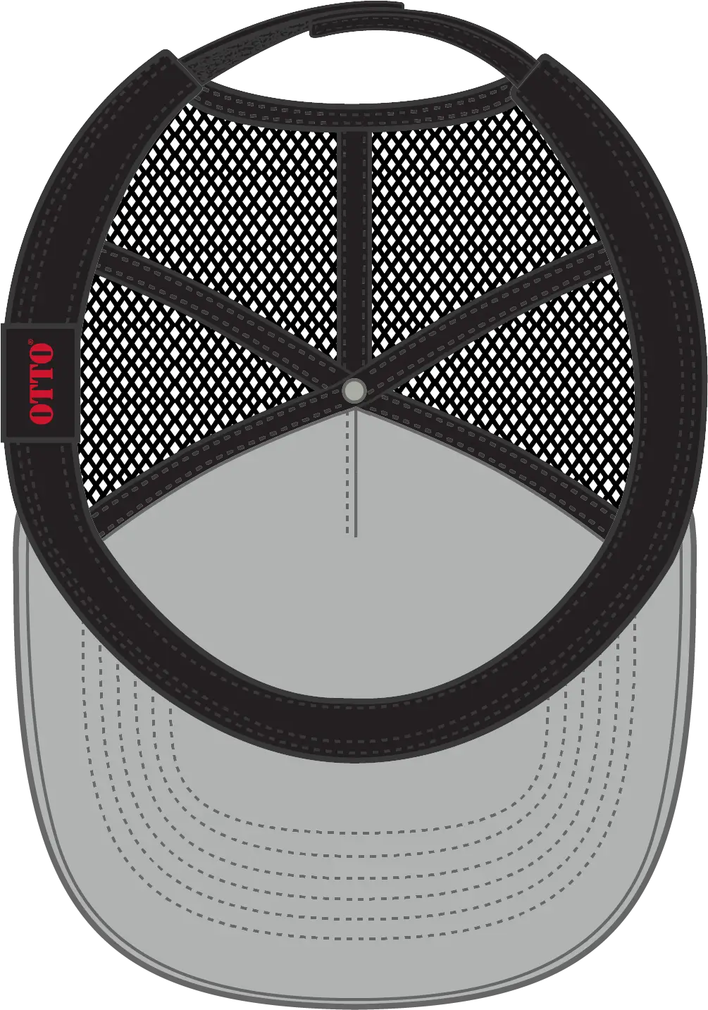 Otto 32-934 5 Panel Mid Profile Mesh Back Trucker Cap - Gry/gry/blk - 6 1/2’’ - 7 5/8’’