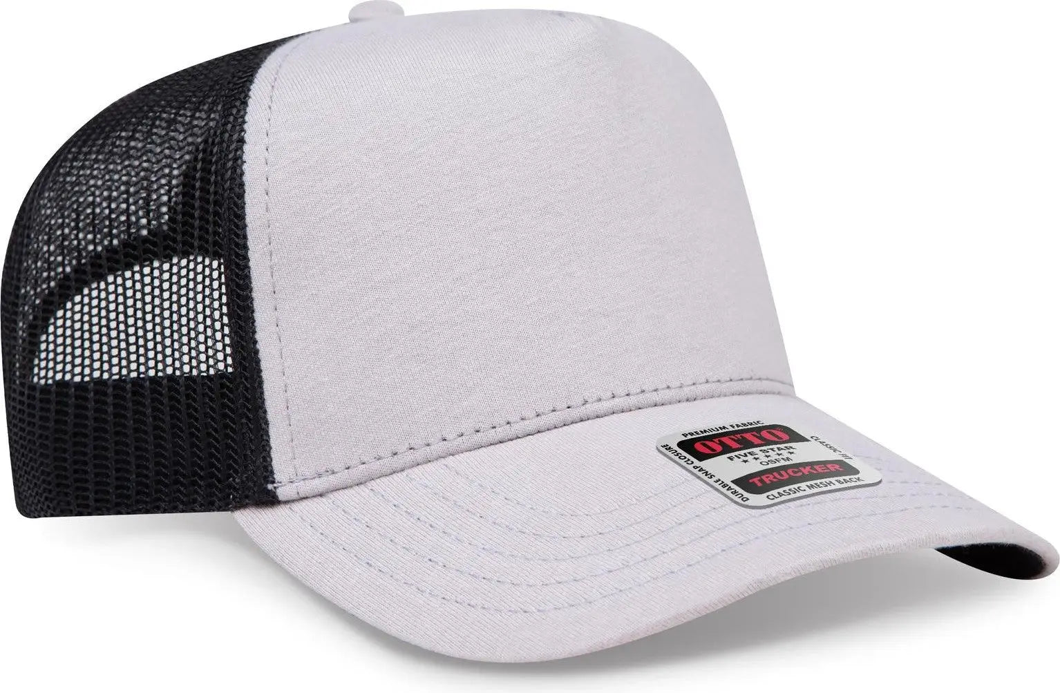 Otto 32-934 5 Panel Mid Profile Mesh Back Trucker Cap - Gry/gry/blk - 6 1/2’’ - 7 5/8’’
