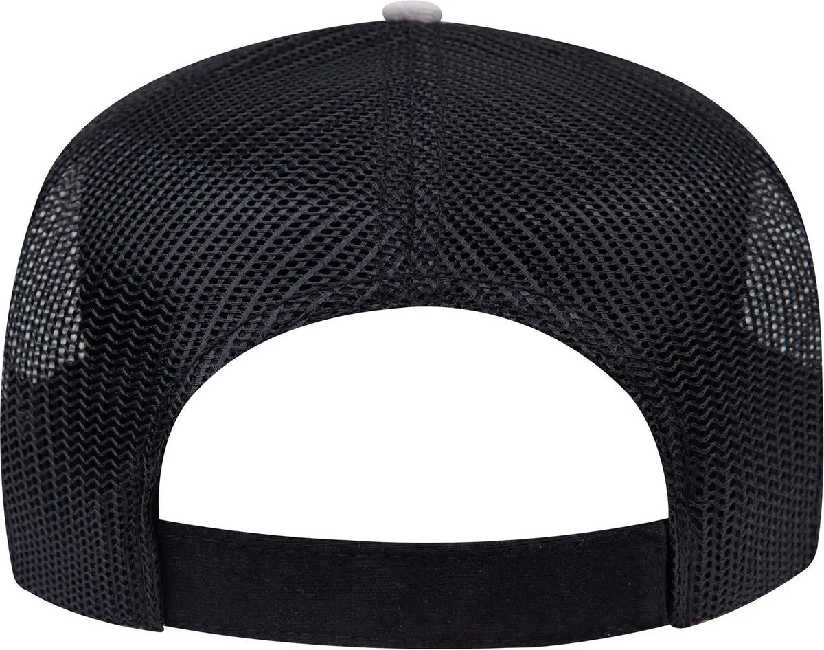 Otto 32-934 5 Panel Mid Profile Mesh Back Trucker Cap - Gry/gry/blk - 6 1/2’’ - 7 5/8’’