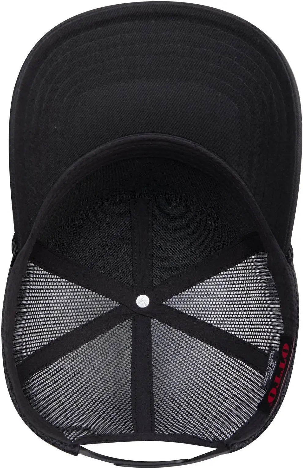 Otto 39-071 5 Panel Mid Profile Mesh Back Trucker Cap - Black - 6 1/2’’ - 7 5/8’’