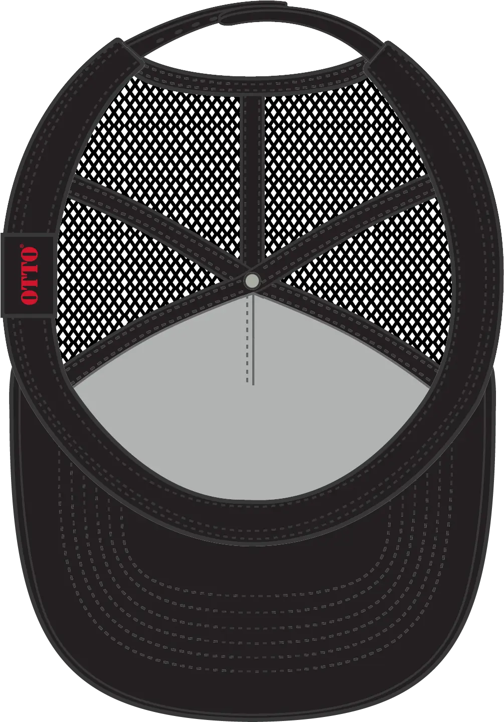Otto 39-071 5 Panel Mid Profile Mesh Back Trucker Cap - Black - 6 1/2’’ - 7 5/8’’