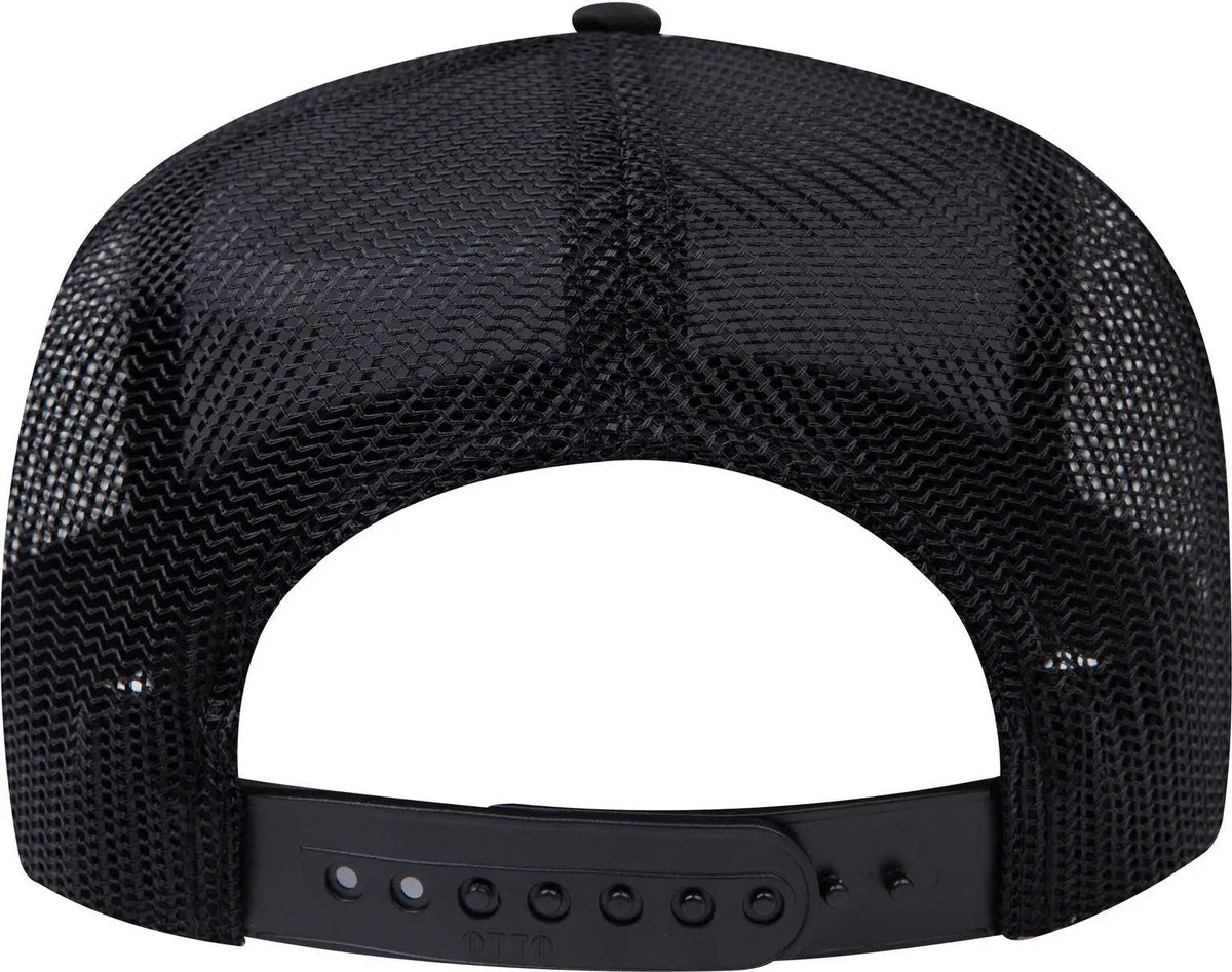 Otto 39-071 5 Panel Mid Profile Mesh Back Trucker Cap - Black - 6 1/2’’ - 7 5/8’’