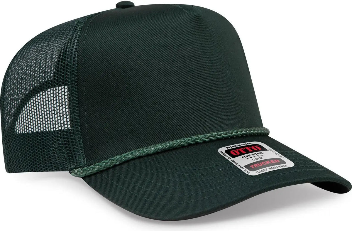 Otto 39-071 5 Panel Mid Profile Mesh Back Trucker Cap - Dk. Green - 6 1/2’’ - 7 5/8’’