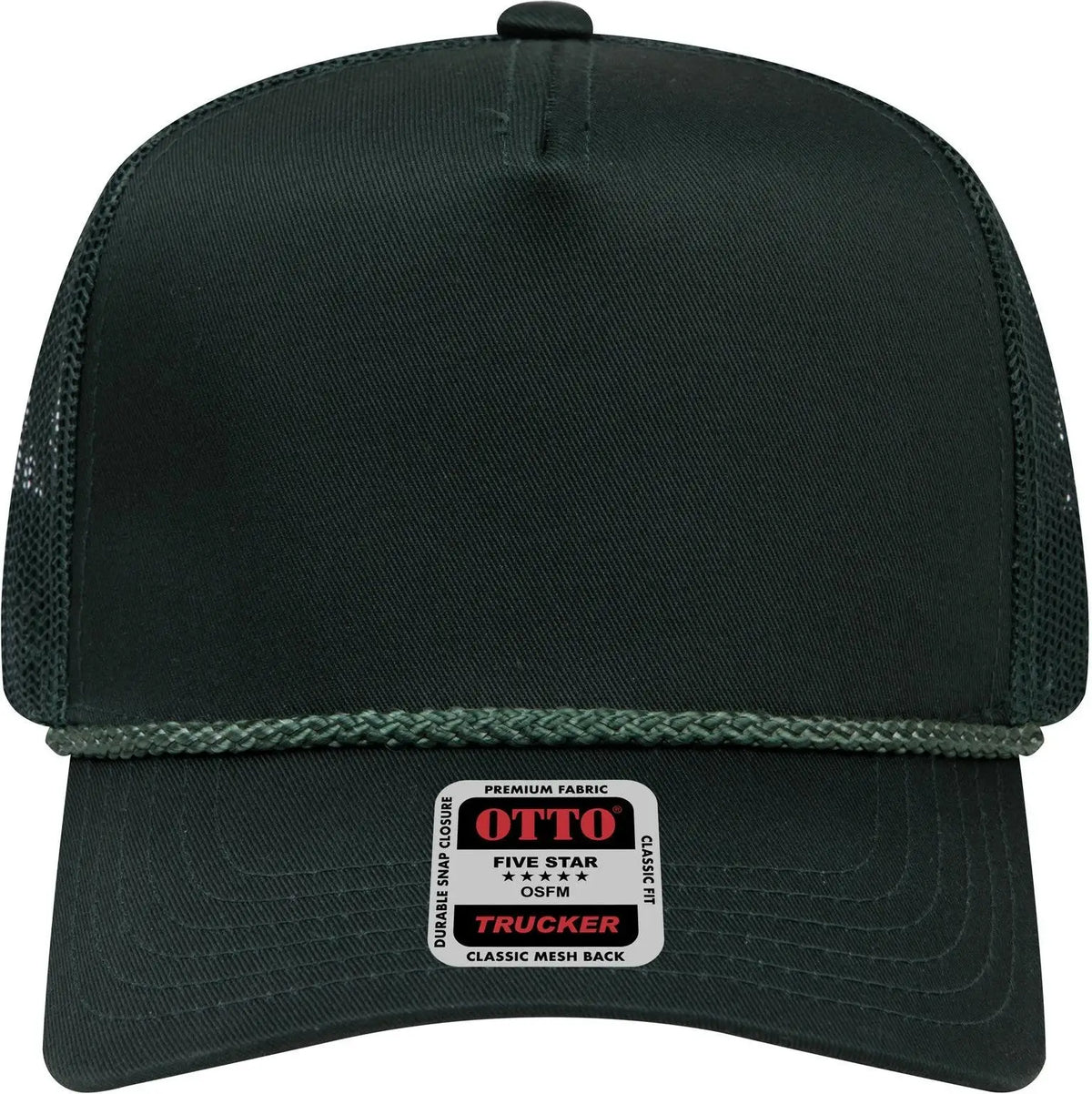 Otto 39-071 5 Panel Mid Profile Mesh Back Trucker Cap - Dk. Green - 6 1/2’’ - 7 5/8’’