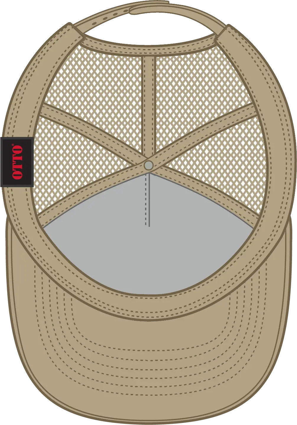 Otto 39-071 5 Panel Mid Profile Mesh Back Trucker Cap - Khaki - 6 1/2’’ - 7 5/8’’