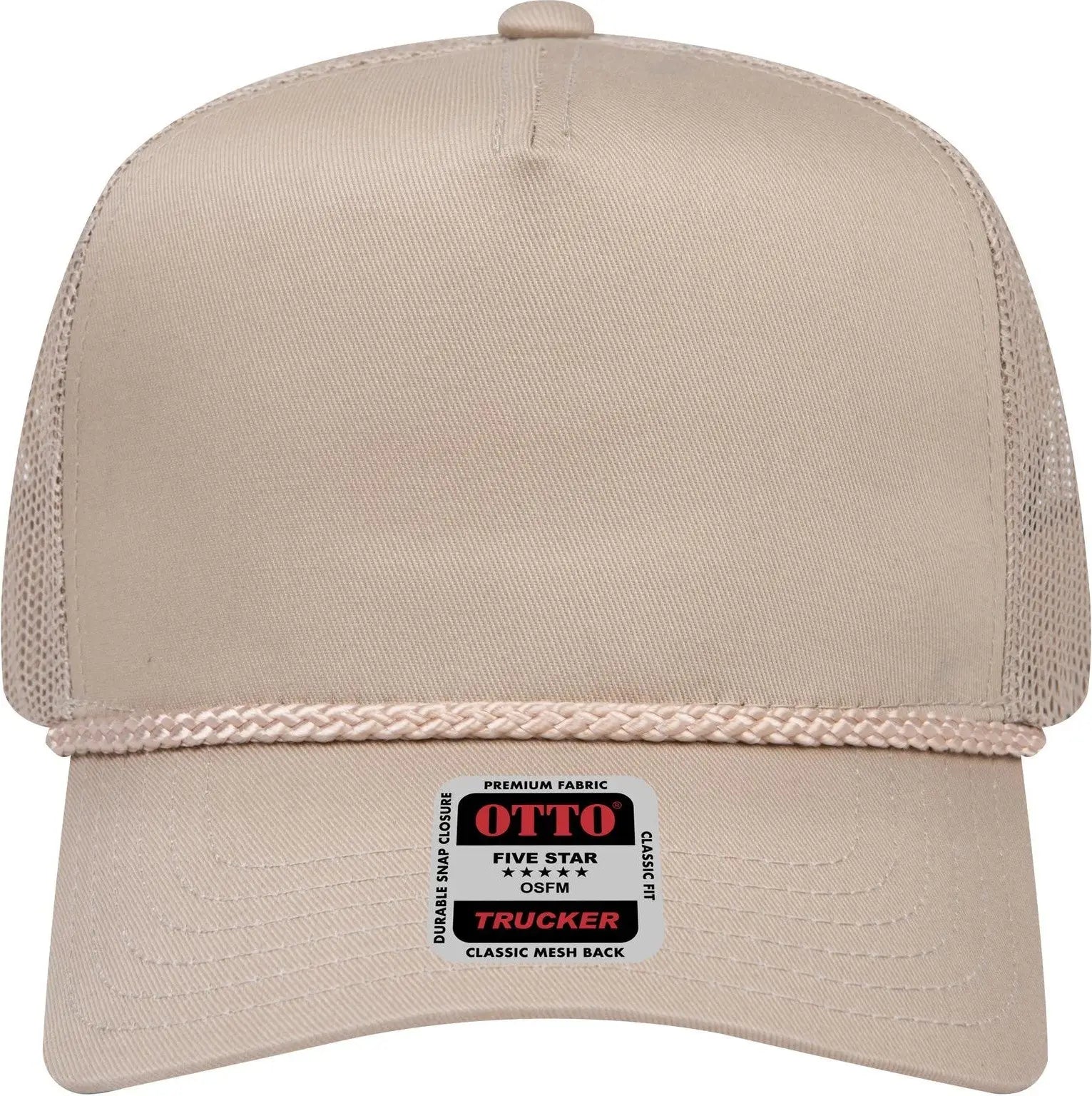 Otto 39-071 5 Panel Mid Profile Mesh Back Trucker Cap - Khaki - 6 1/2’’ - 7 5/8’’