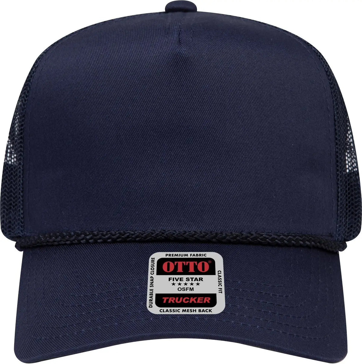 Otto 39-071 5 Panel Mid Profile Mesh Back Trucker Cap - Navy - 6 1/2’’ - 7 5/8’’
