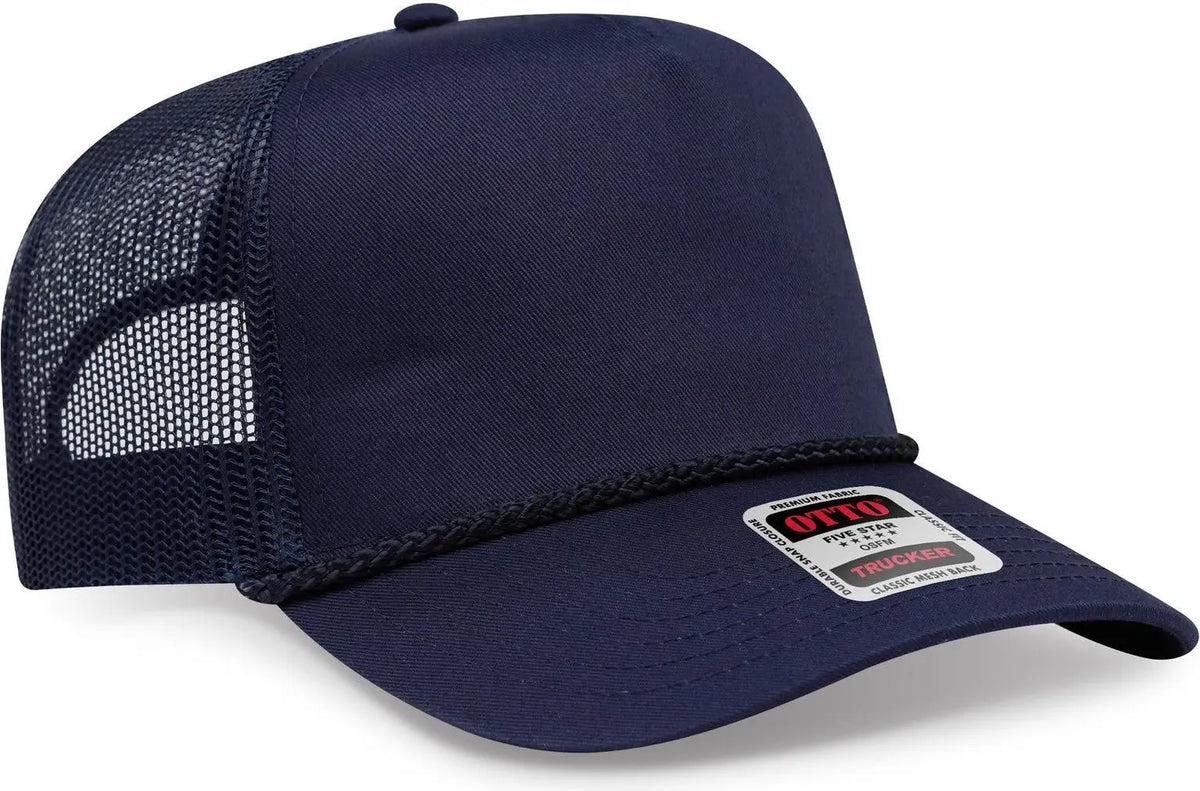 Otto 39-071 5 Panel Mid Profile Mesh Back Trucker Cap - Navy - 6 1/2’’ - 7 5/8’’