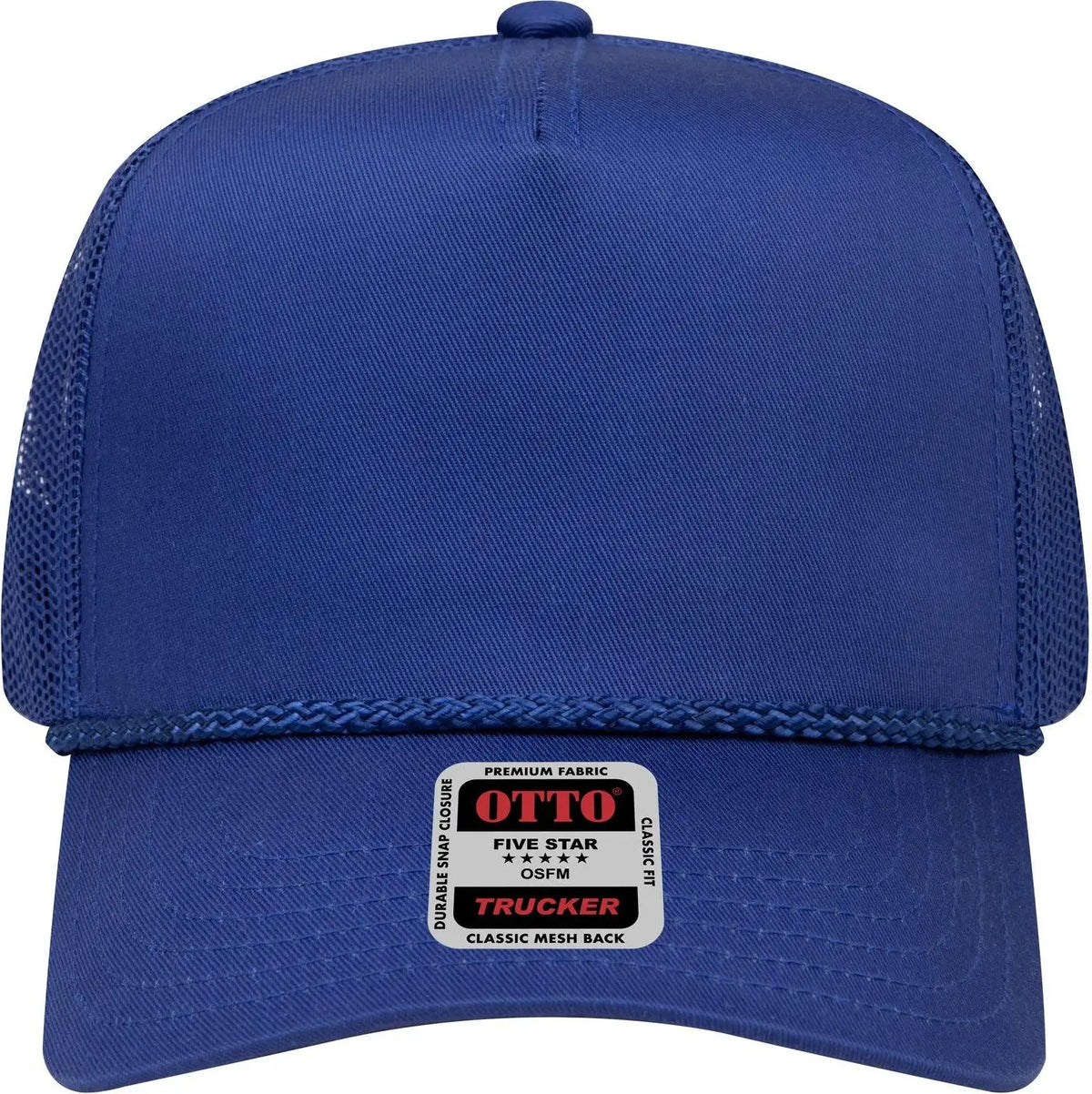 Otto 39-071 5 Panel Mid Profile Mesh Back Trucker Cap - Royal - 6 1/2’’ - 7 5/8’’