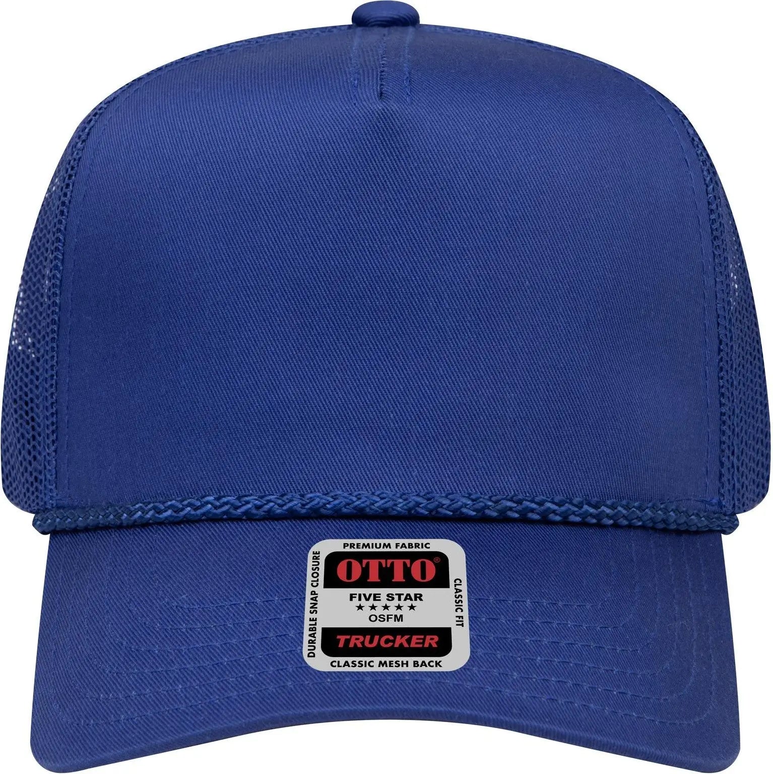 Otto 39-071 5 Panel Mid Profile Mesh Back Trucker Cap - Royal - 6 1/2’’ - 7 5/8’’