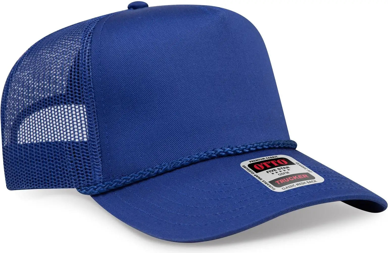 Otto 39-071 5 Panel Mid Profile Mesh Back Trucker Cap - Royal - 6 1/2’’ - 7 5/8’’