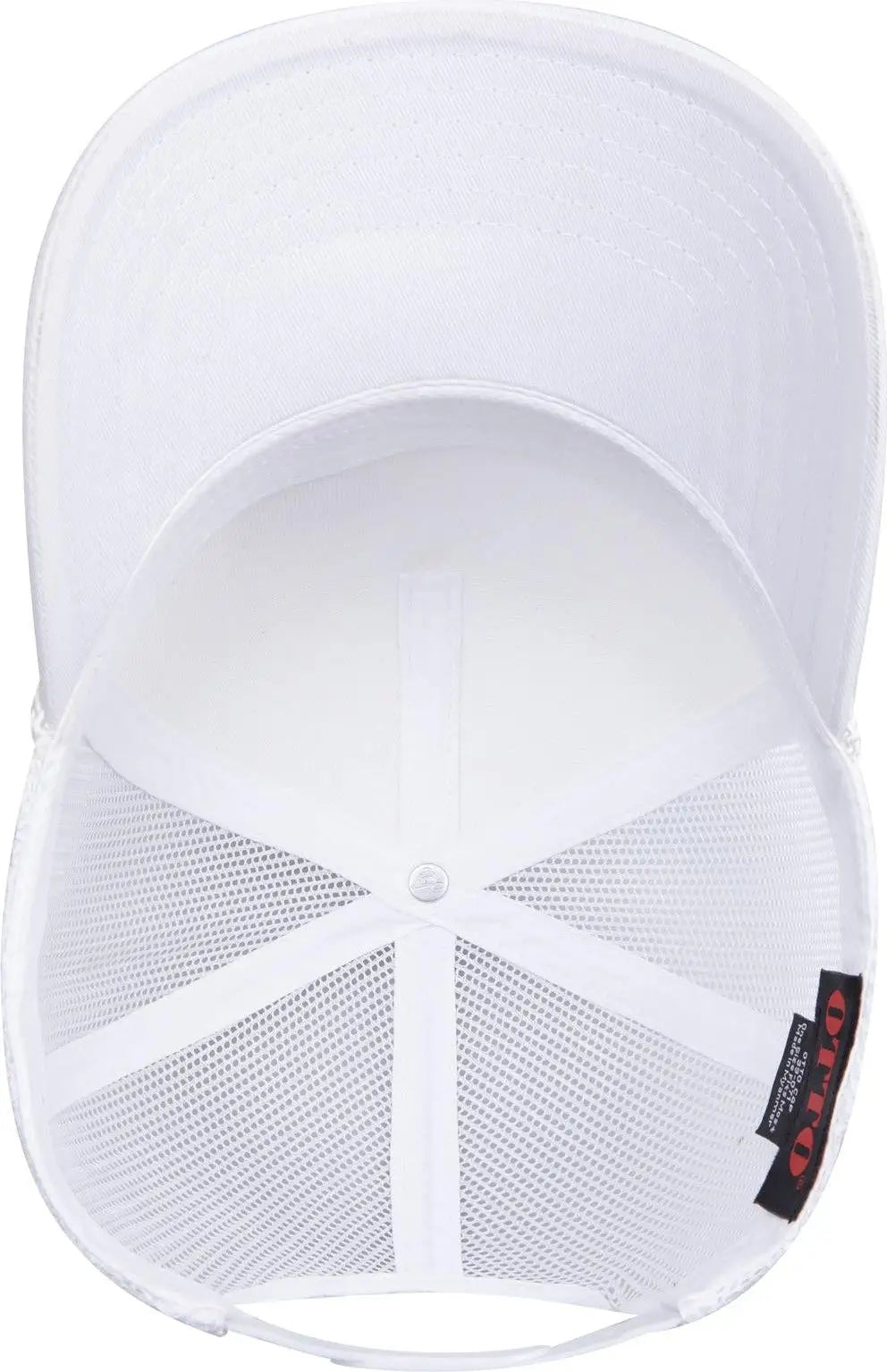 Otto 39-071 5 Panel Mid Profile Mesh Back Trucker Cap - White - 6 1/2’’ - 7 5/8’’