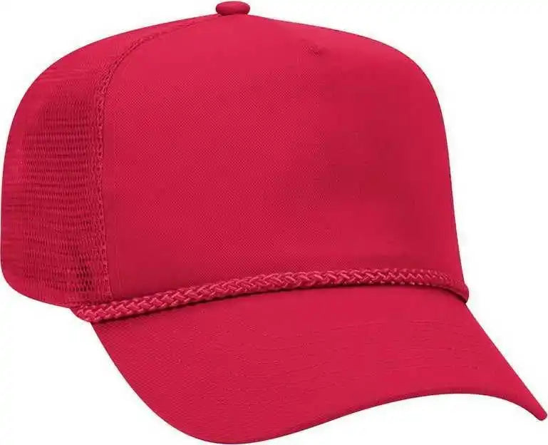 Otto 39-071 Cotton Twill High Crown Golf Style Mesh Back Structured Firm Front Panel Cap - Red - one Size Fits Most