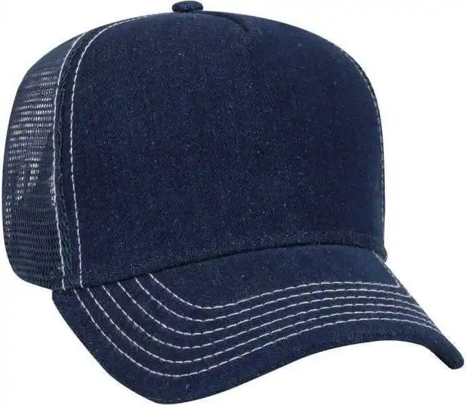 Otto 39-090 Denim Golf Style Mesh Back Cap - Navy White - one Size Fits Most