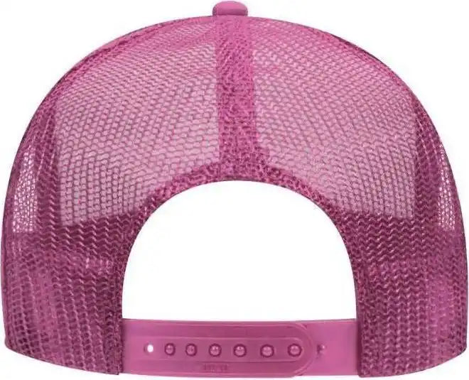 Otto 39-165 5 Panel Foam High Crown Mesh Back Trucker Snapback Cap - Heather Pink White - one Size Fits Most