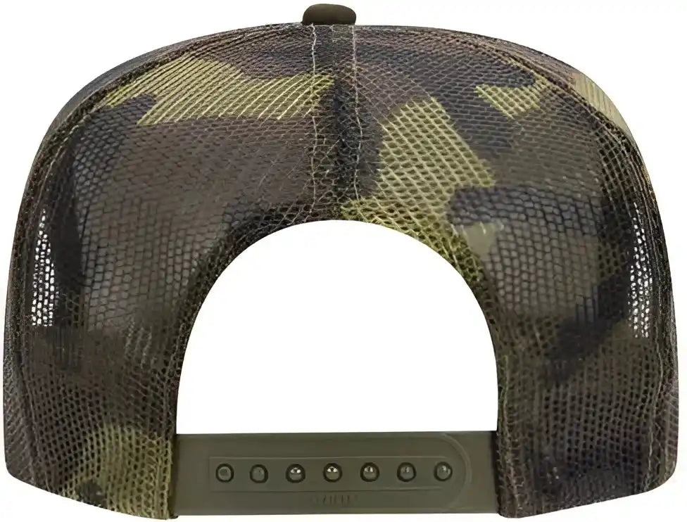 Otto 39 165 5 Panel Foam High Crown Mesh Back Trucker Snapback Cap White Brown Camo / one Size Fits Most