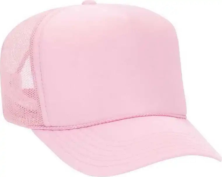 Otto 39-165 5 Panel Foam High Crown Mesh Back Trucker Snapback Cap - Soft Pink - one Size Fits Most
