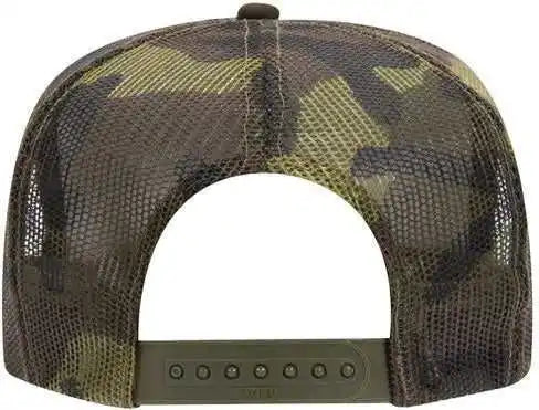 Otto 39-165 5 Panel Foam High Crown Mesh Back Trucker Snapback Cap - Olive Dark Gray Camo - one Size Fits Most