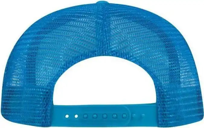 Otto 39-165 5 Panel Foam High Crown Mesh Back Trucker Snapback Cap - Neon Blue White - one Size Fits Most