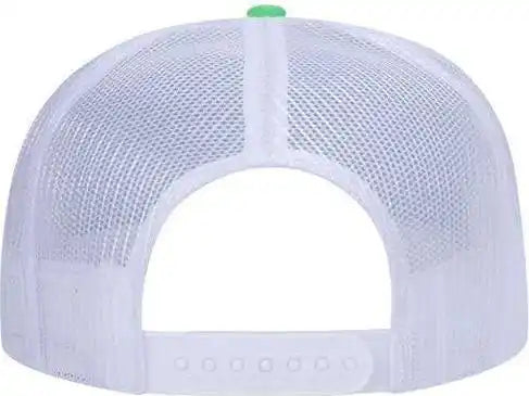 Otto 39-165 5 Panel Foam High Crown Mesh Back Trucker Snapback Cap - Neon Green White - one Size Fits Most