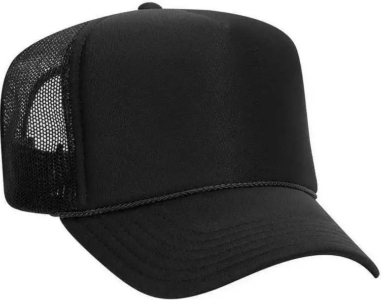 Otto 39 165 5 Panel Foam High Crown Mesh Back Trucker Snapback Cap Black / one Size Fits Most