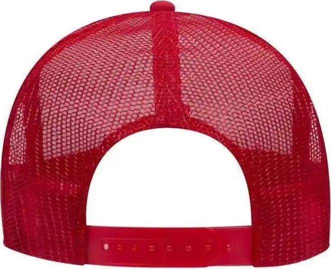 Otto 39-165 5 Panel Foam High Crown Mesh Back Trucker Snapback Cap - Black White Red - one Size Fits Most
