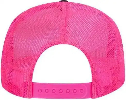 Otto 39 165 5 Panel Foam High Crown Mesh Back Trucker Snapback Cap Black Neon Pink / one Size Fits Most