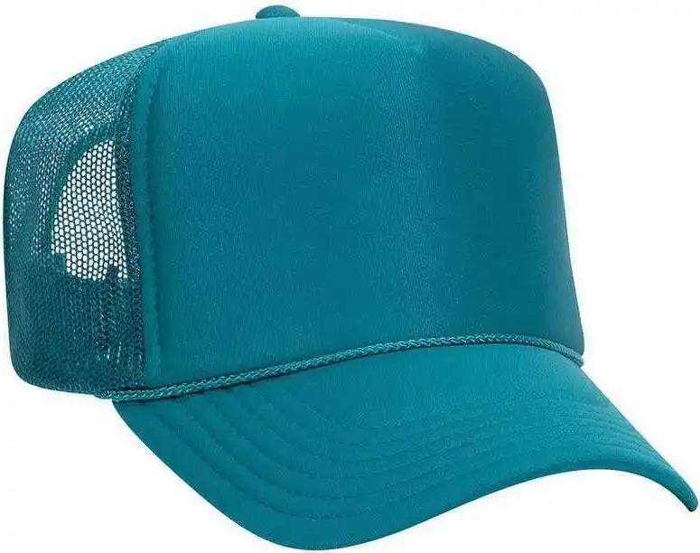 Otto 39-165 5 Panel Foam High Crown Mesh Back Trucker Snapback Cap - Turquoise - one Size Fits Most