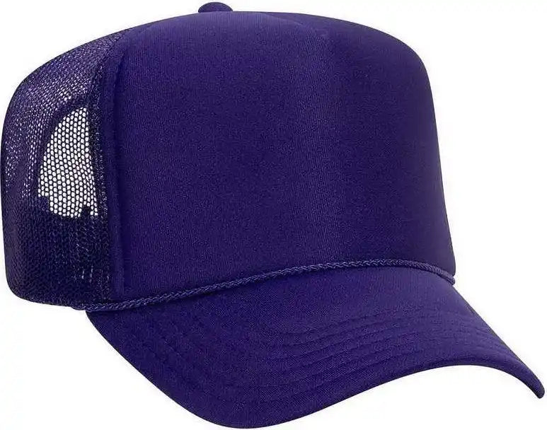 Otto 39-165 5 Panel Foam High Crown Mesh Back Trucker Snapback Cap - Purple - one Size Fits Most