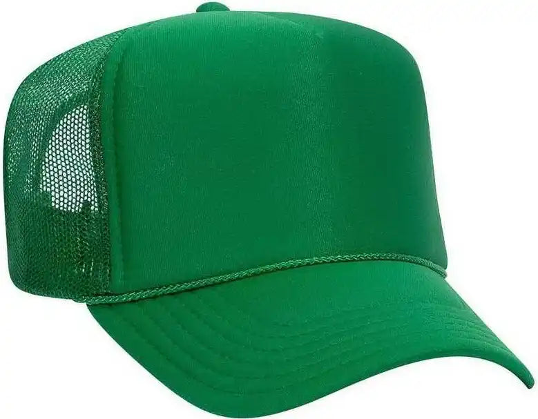 Otto 39-165 5 Panel Foam High Crown Mesh Back Trucker Snapback Cap - Kelly - one Size Fits Most