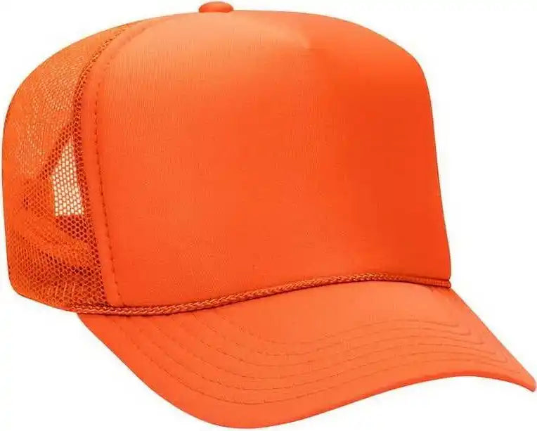 Otto 39 165 5 Panel Foam High Crown Mesh Back Trucker Snapback Cap Orange / one Size Fits Most