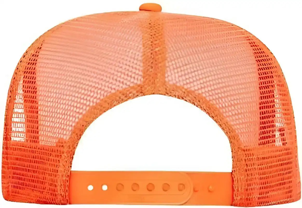 Otto 39-165 5 Panel Foam High Crown Mesh Back Trucker Snapback Cap - Neon Orange White - one Size Fits Most