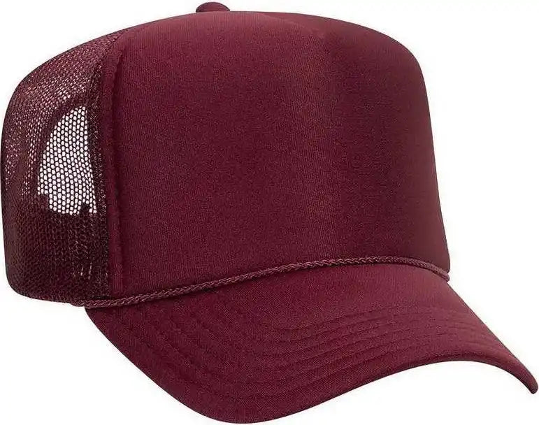Otto 39 165 5 Panel Foam High Crown Mesh Back Trucker Snapback Cap Burgandy Maroon / one Size Fits Most