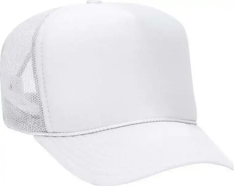Otto 39-165 5 Panel Foam High Crown Mesh Back Trucker Snapback Cap - White - one Size Fits Most